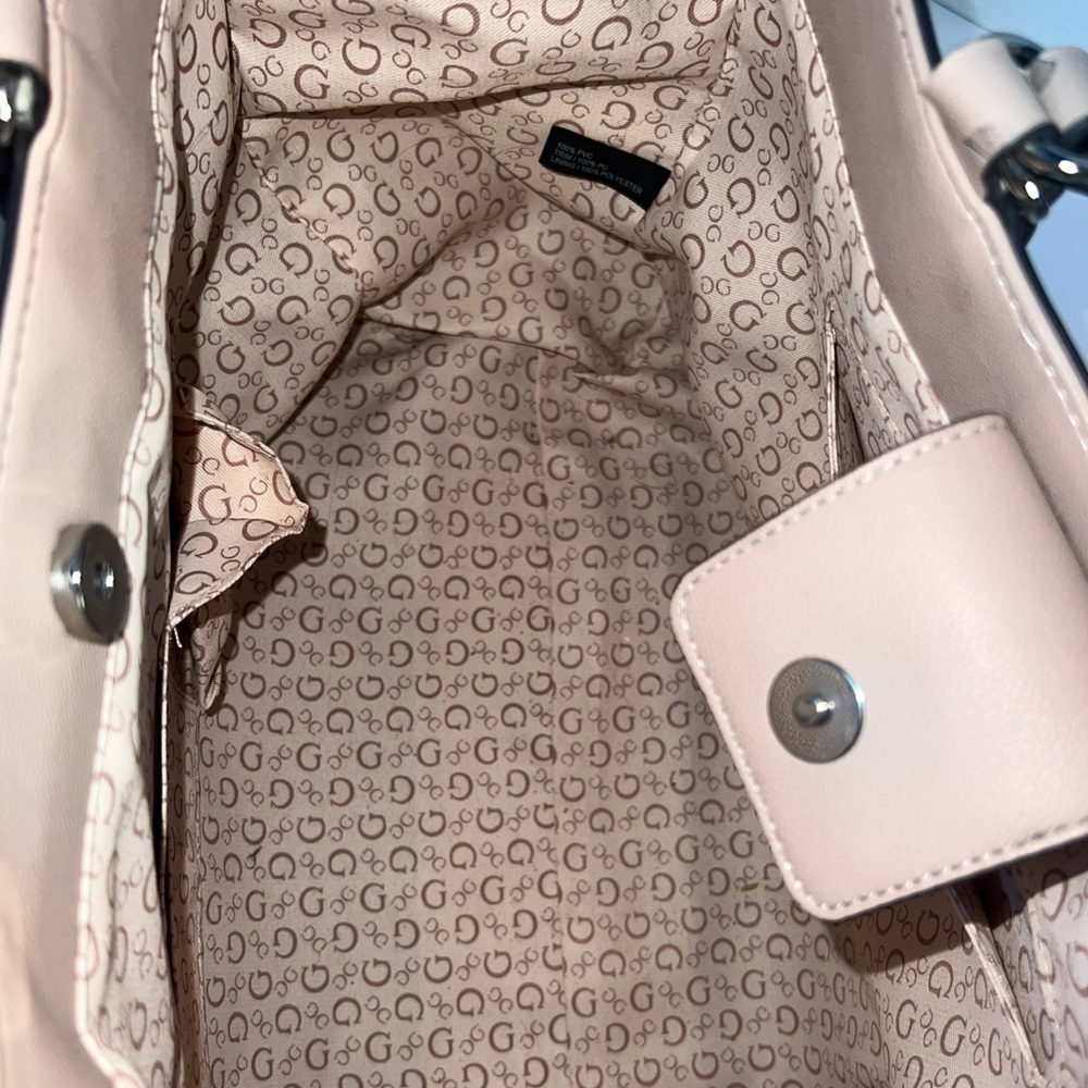 Guess Sestri Pebbled Luxury Satchel in shade Latte - Picture 7 of 8